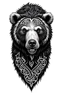 Celtic grizzly bear with binary coding meaning January 7,1997 tattoo design idea