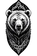 Celtic grizzly bear with binary coding meaning January 7,1997 tattoo design idea