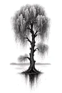 weeping willow tree tattoo design idea