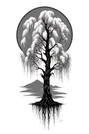 weeping willow tree tattoo design idea