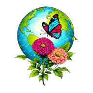 single globe amaranth flower and butterfly flying away tattoo design idea