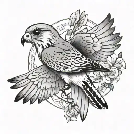 British kestrel hovering trad tattoo tattoo design idea