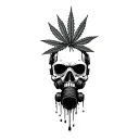 composition,robot skull with gas mask,marijuana leaves in the background,dripping blood tattoo design idea