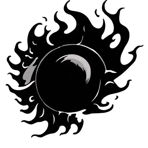 sun fiery flames fireball fire tattoo design idea