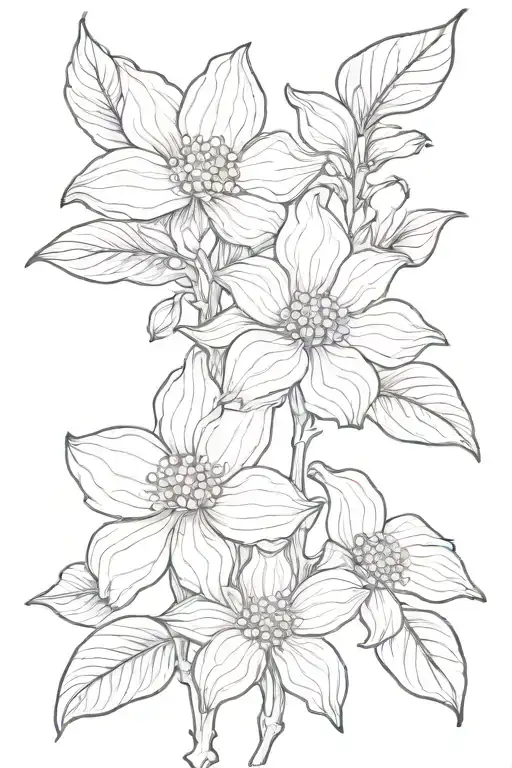 3 dogwood flower stem wrapped tattoo design idea