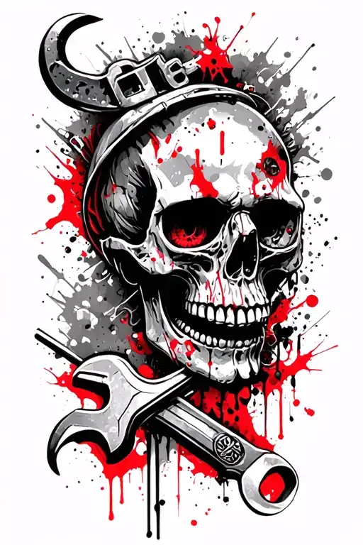 skull with spud wrench through eye socket  tattoo design idea