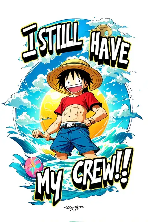 "I Still Have My Crew!!! " one piece luffy thousand sunny tattoo design idea