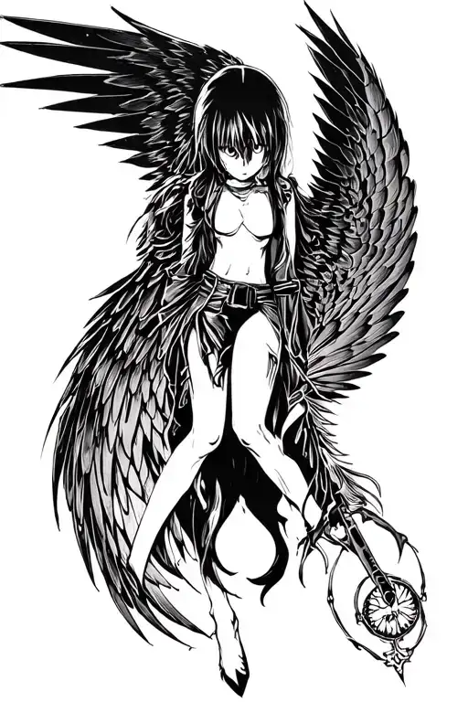 Black spread wings filled with hellsing eyes tattoo design idea