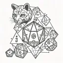 paw print with dungeons and dragons d20 dice tattoo design idea