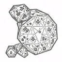 paw print with dungeons and dragons d20 dice tattoo design idea