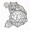 paw print with dungeons and dragons d20 dice tattoo design idea