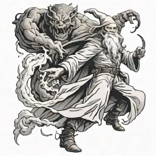 gandalf fighting balrog tattoo design idea