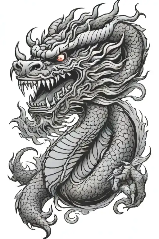 Chinese Demon Dragon tattoo design idea