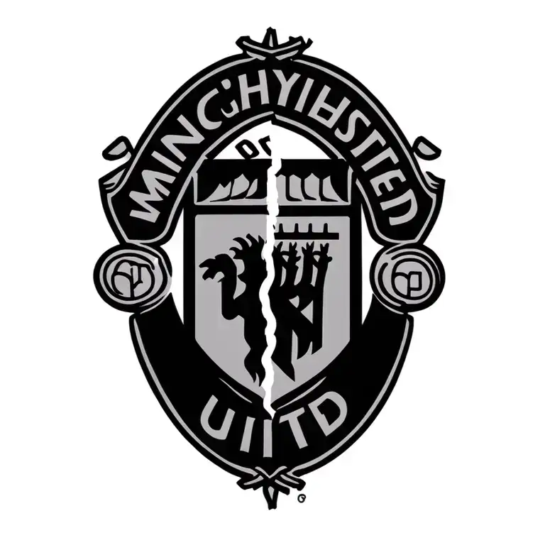 Fc Midtjylland splitted Manchester United FC logo incorporated tattoo design idea