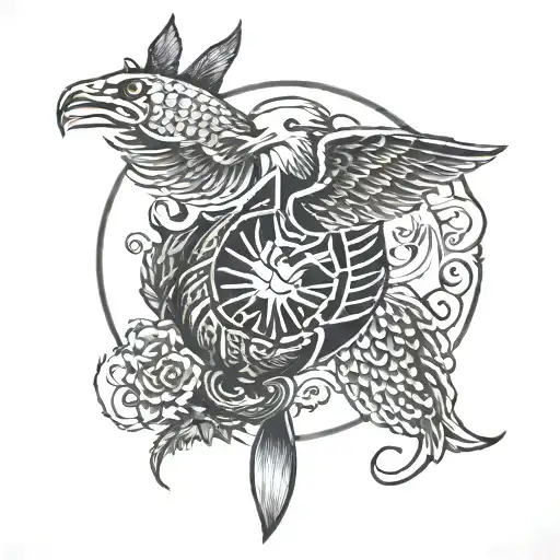 US Marine Veteran, Fishing, hunting, suicide awareness, memorial dates 11/27/1982-10/26/24 tattoo design idea