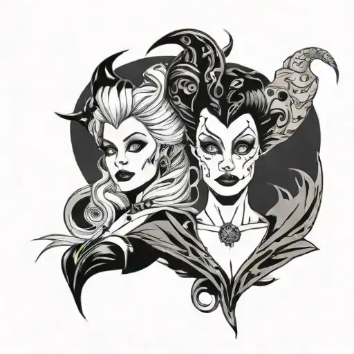 CRUELLA DEVIL AND MALEFICENT tattoo design idea