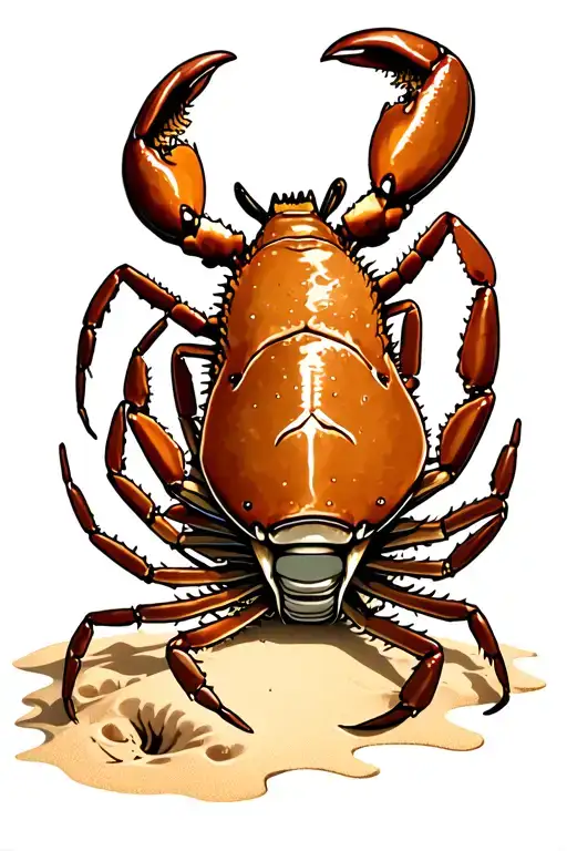 crabs crawling on sand, top down view tattoo design idea