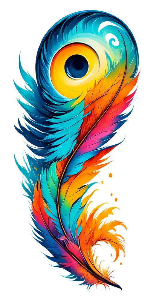 semi colon and falling feathers tattoo design idea