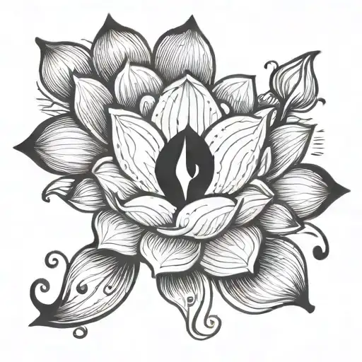lotus flower with semicolon in it tattoo design idea