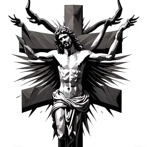 jesus on a cross with a devils face tattoo tattoo design idea