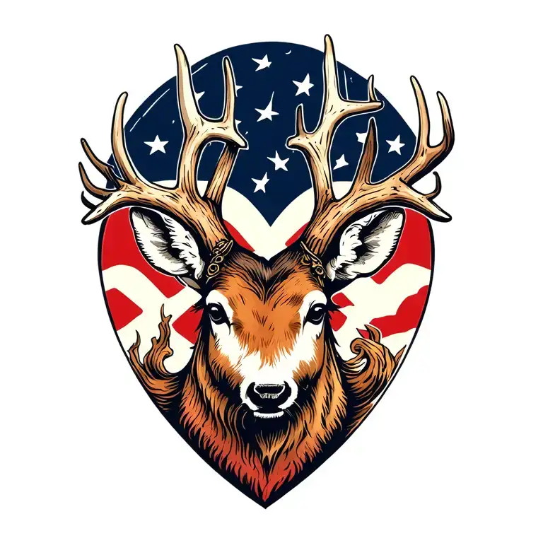 deer antler heart tattoo design idea