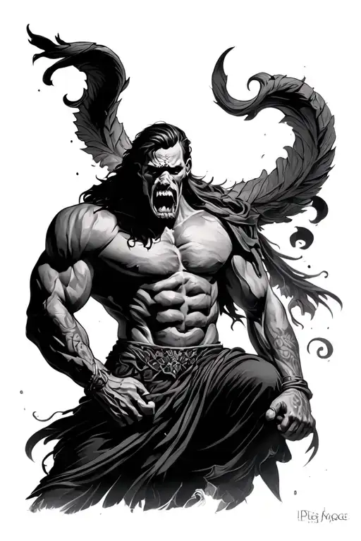 samson jawbone fight tattoo design idea