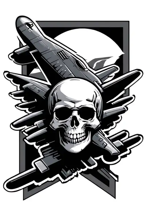 airforce logo skull fighter plane tattoo design idea