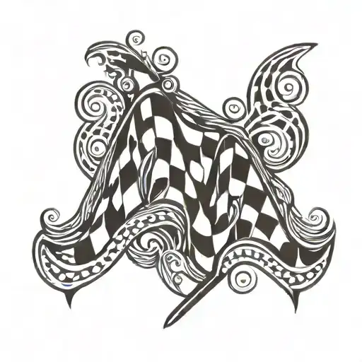 cute checkered flag tattoo design idea