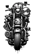 steam punk v-twin engine tattoo design idea