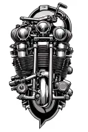 steam punk v-twin engine tattoo design idea