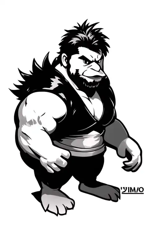 Psyduck pokemon as WWE Eddie Guerrero tattoo design idea