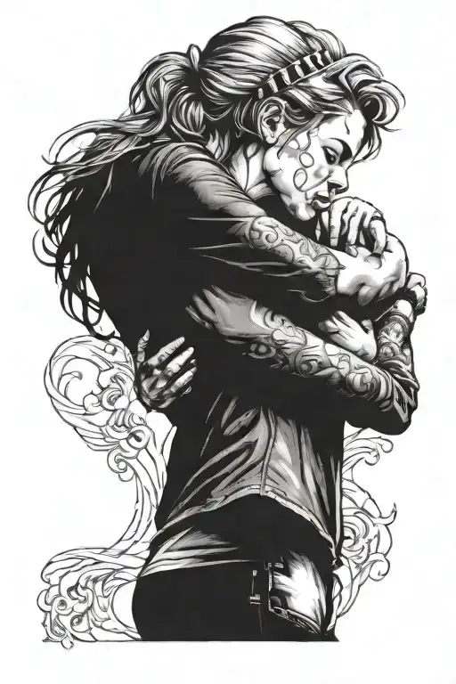 Lesbian choking each other tattoo design idea