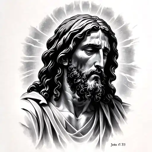 "John 11:35" Jesus weeping tattoo design idea