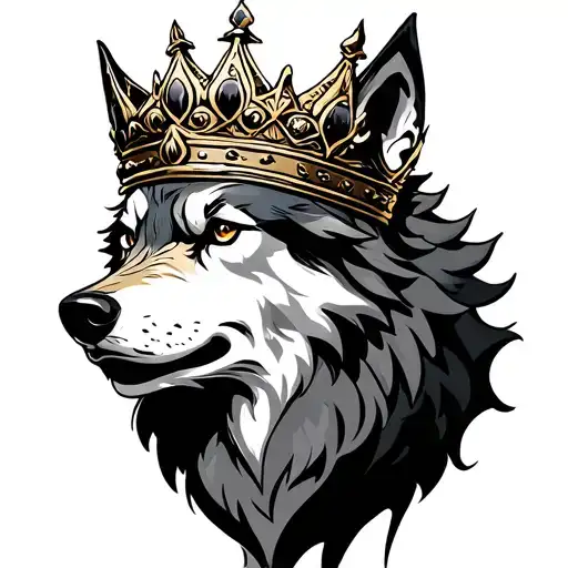 wolf king crown tattoo design idea