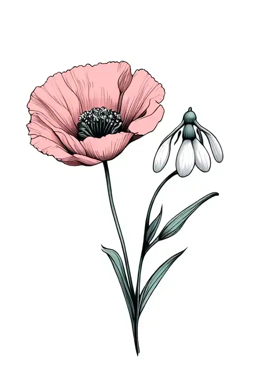 Poppy And Snowdrop tattoo design idea