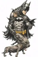 batman fight pitbull dog tattoo design idea