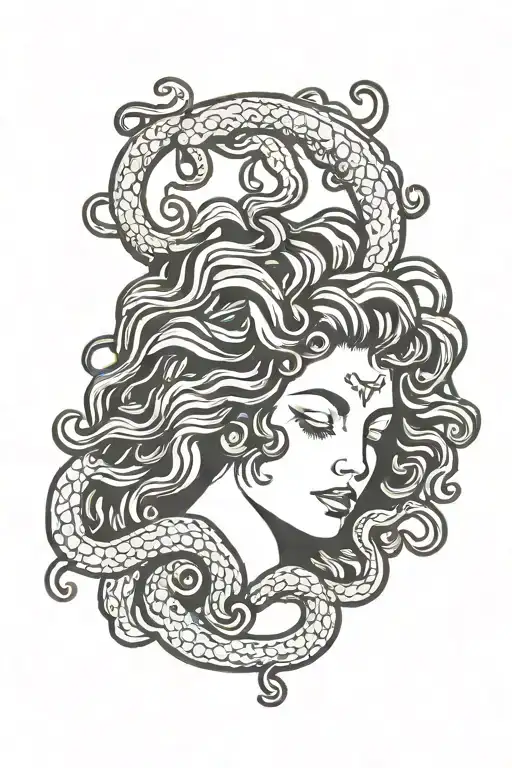 medusa sleeping tattoo design idea