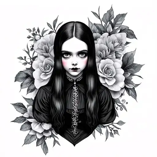 Wednesday Addams tattoo design idea