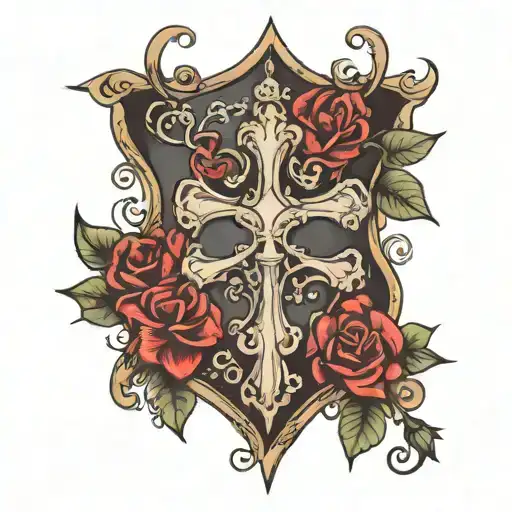 gothic cross corset tattoo design idea