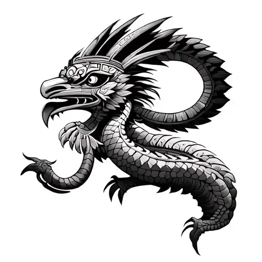 aztec god quetzalcoatl tattoo design idea