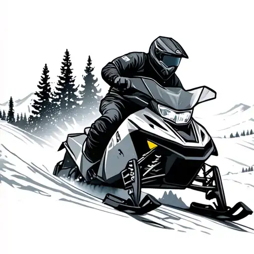 deep power mountain snowmobiling tattoo design idea