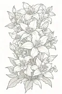 lily, rose, daffodil and daisy bouquet tattoo design idea