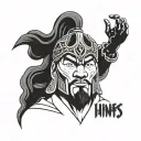 half genghis khan half thanos half face made only live once tattoo design idea