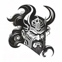 half genghis khan half thanos half face made only live once tattoo design idea