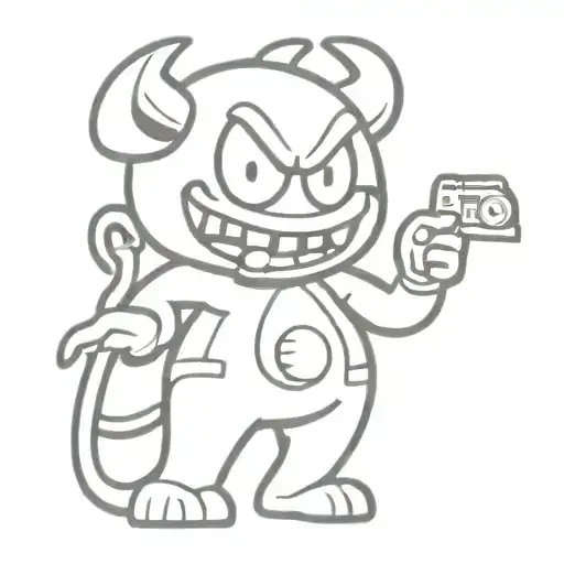 cuphead devil playing slot machines tattoo design idea