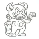 cuphead devil playing slot machines tattoo design idea