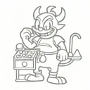 cuphead devil playing slot machines tattoo design idea