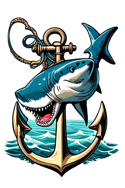 shark and an anchor tattoo design idea