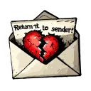 "Return to sender " "Return to sender " old wripped wrinkles open envelope qoth a broken heart sticking out of it tattoo design idea