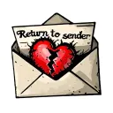 "Return to sender " "Return to sender " old wripped wrinkles open envelope qoth a broken heart sticking out of it tattoo design idea